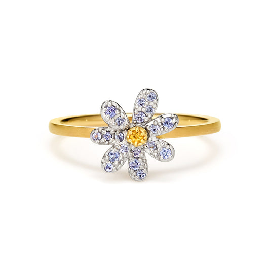 タンザナイト×シトリン K10×PT/K18×PTリング・フルールS