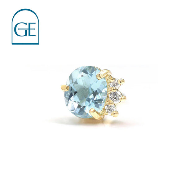アクアマリン×ダイヤモンド K10ピアス(片耳)・オルシェ