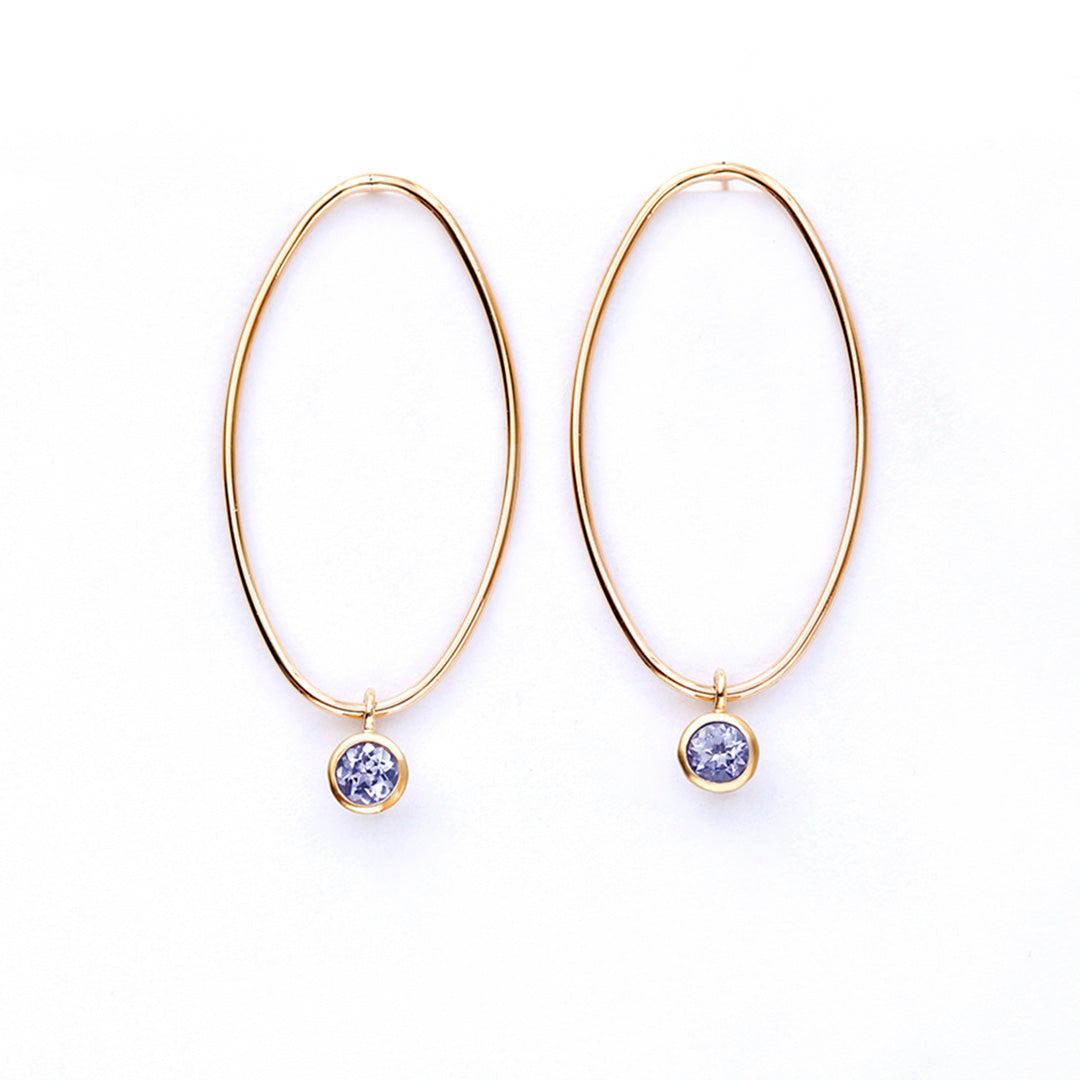 【在庫限り・即日発送】タンザナイトK10ピアス・エリプス