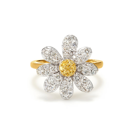 ダイヤモンド K18×PTピンキーリング・フルール