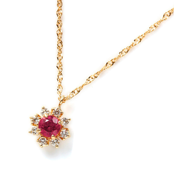 15,835円最終価格　K18　天然ダイヤモンドと綺麗なルビーのネックレス