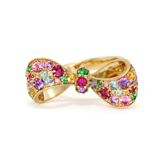 マルチカラージュエル K18/PTリング・リュバン