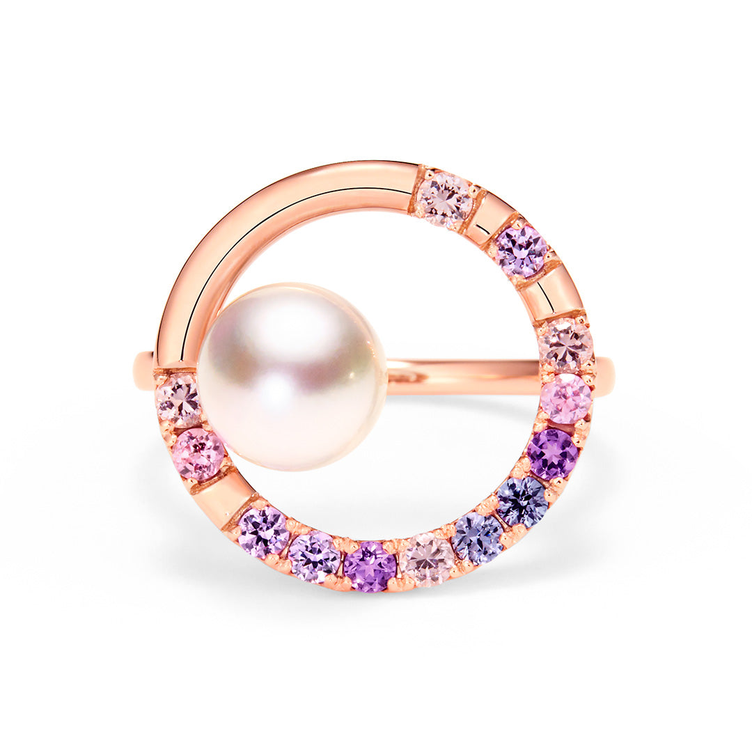 【Tales of Her】あこや真珠×マルチカラージュエル K18リング・パルファシオン