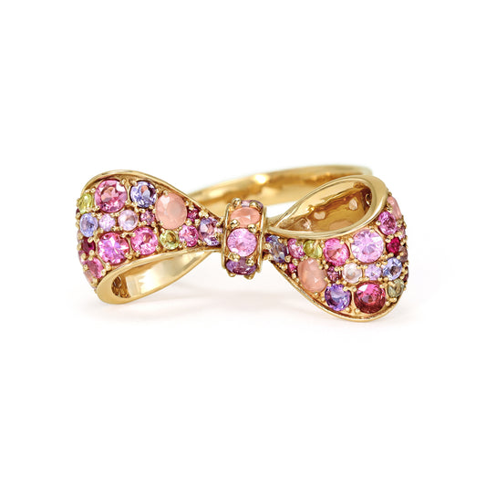 マルチカラージュエルK18/PT リング・サクラリュバン