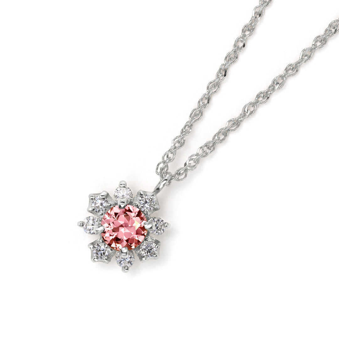 パパラチアサファイア×ダイヤモンド K18/PTネックレス・フルリッテ