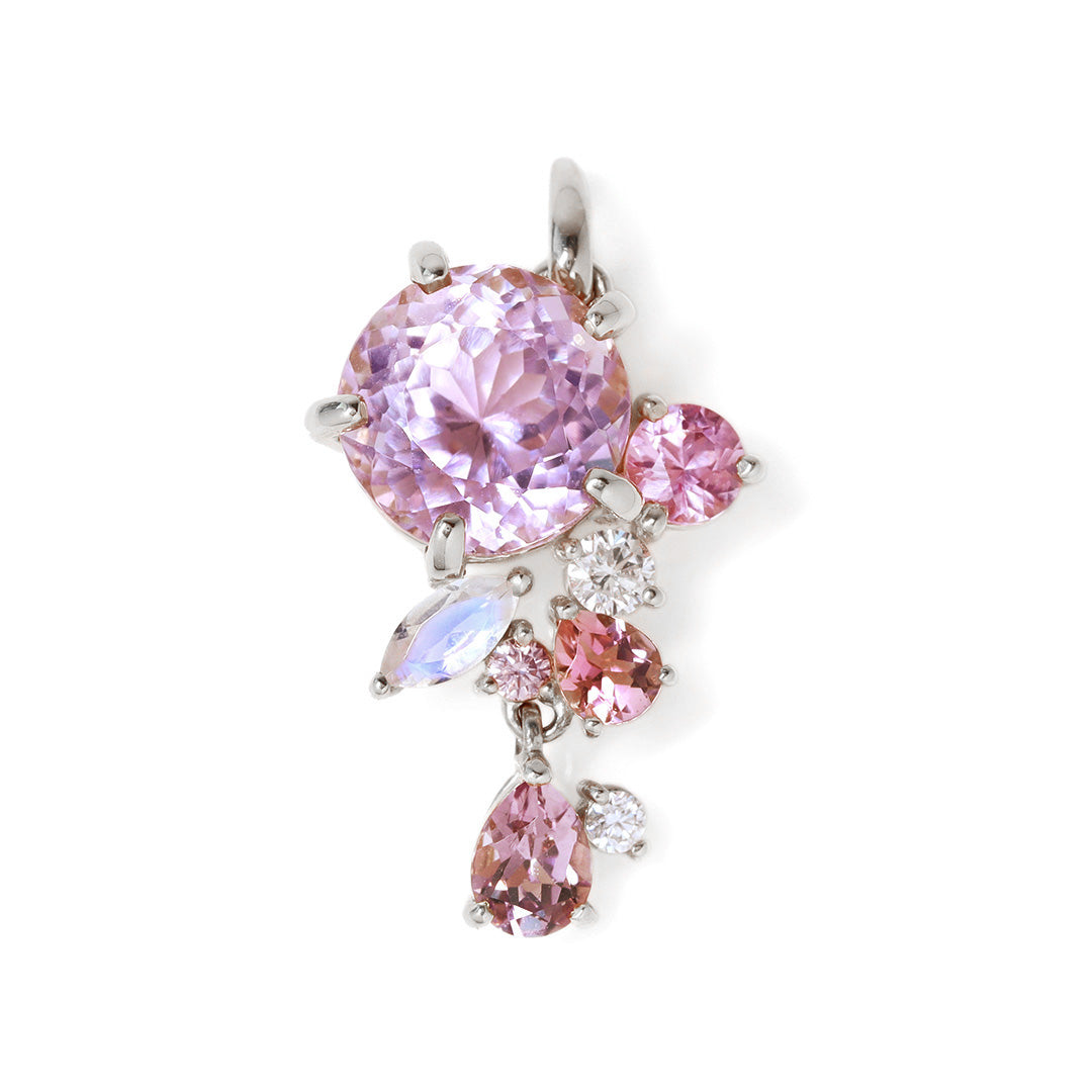 【即日発送】クンツァイト×マルチカラージュエル K18/PTペンダントトップ・サクラベルエゼン