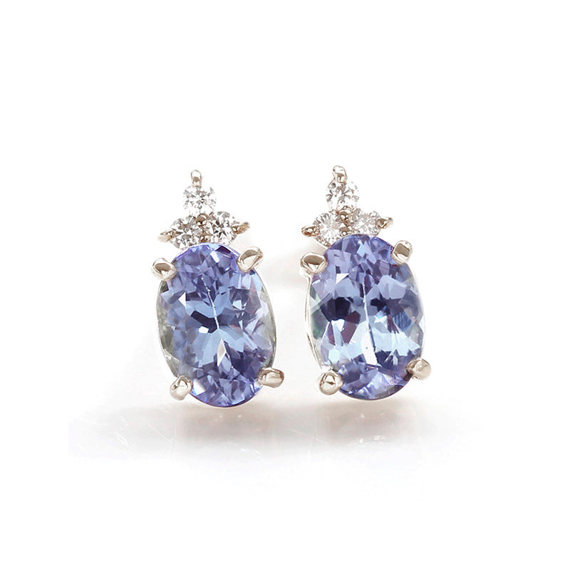 ビズー公式】タンザナイト ダイヤモンド K18 スタッド ピアス フラヴィ