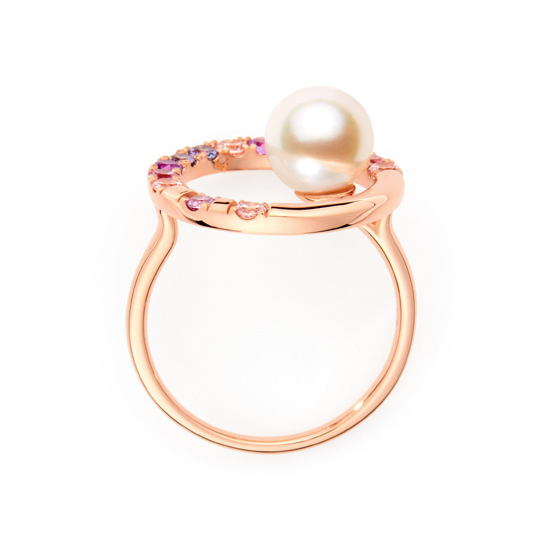 【Tales of Her】あこや真珠×マルチカラージュエル K18リング・パルファシオン