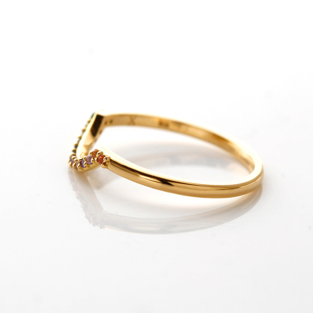 【在庫限り・即日発送】マルチカラージュエル K18リング・ベルソー