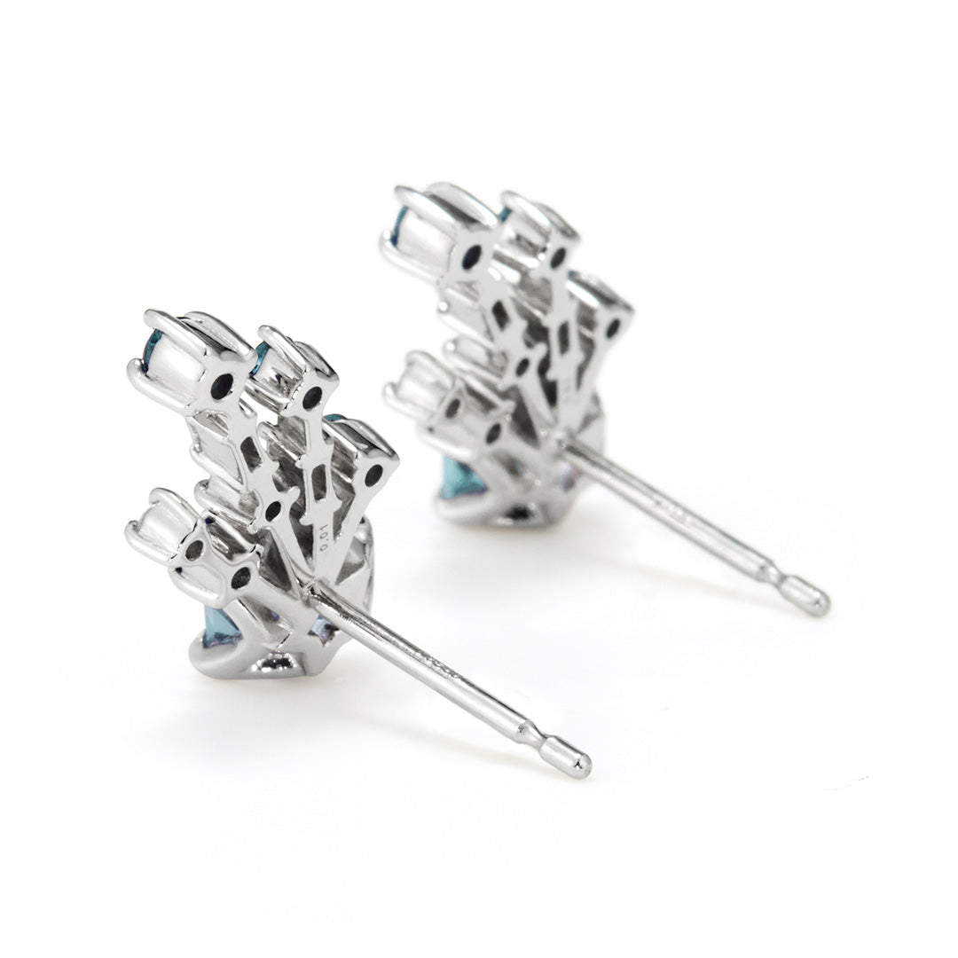 【即日発送・1/31まで期間限定】ブルートパーズ×マルチカラージュエル K10/K18/PTピアス(両耳)・ステラベル