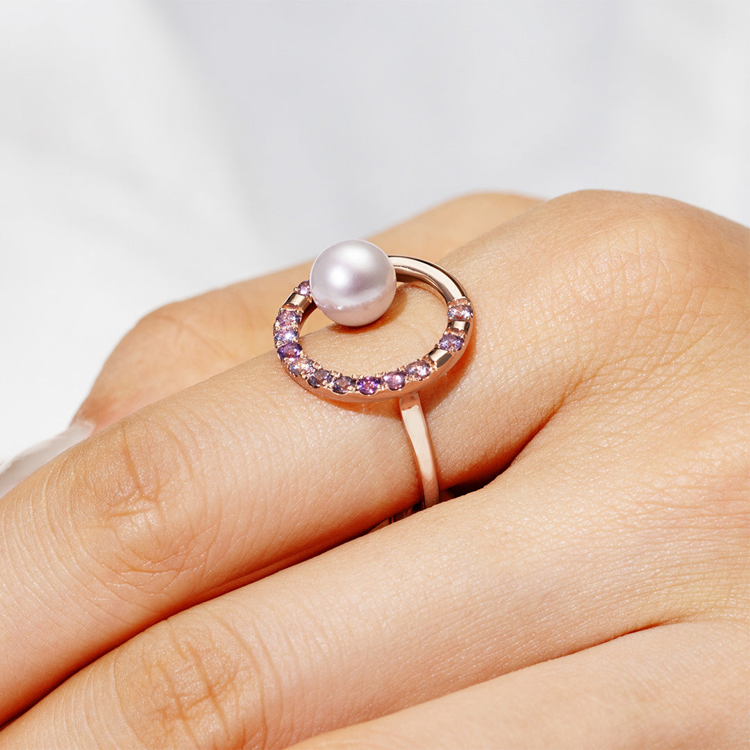 【Tales of Her】あこや真珠×マルチカラージュエル K18リング・パルファシオン