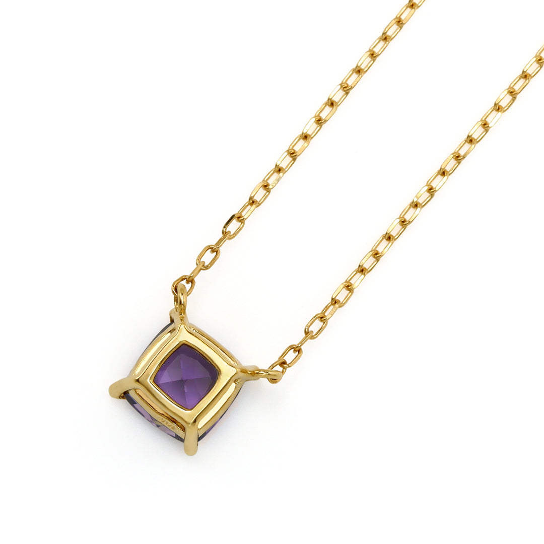 4℃ K18 アメジスト ネックレス 受注生産品】K18スクエアアメジストネックレス
