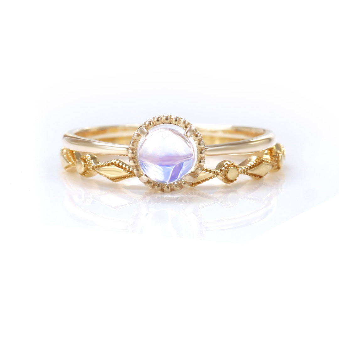 【在庫限り・即日発送】ブルームーンストーン×K10リング・エキューム