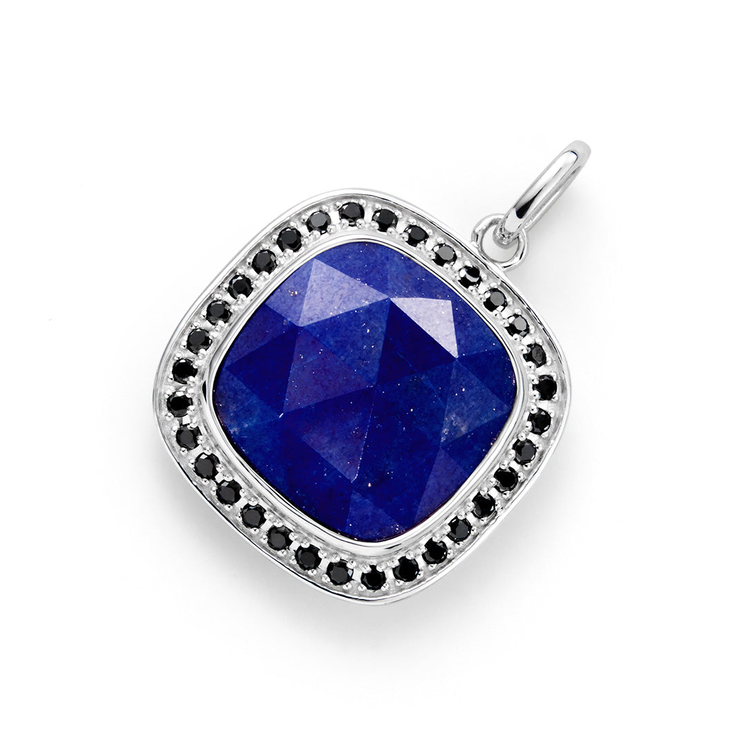 【即日発送】3カラーストーン×ブラックダイヤ SV925 ペンダントトップ・ジオメアヘイロー