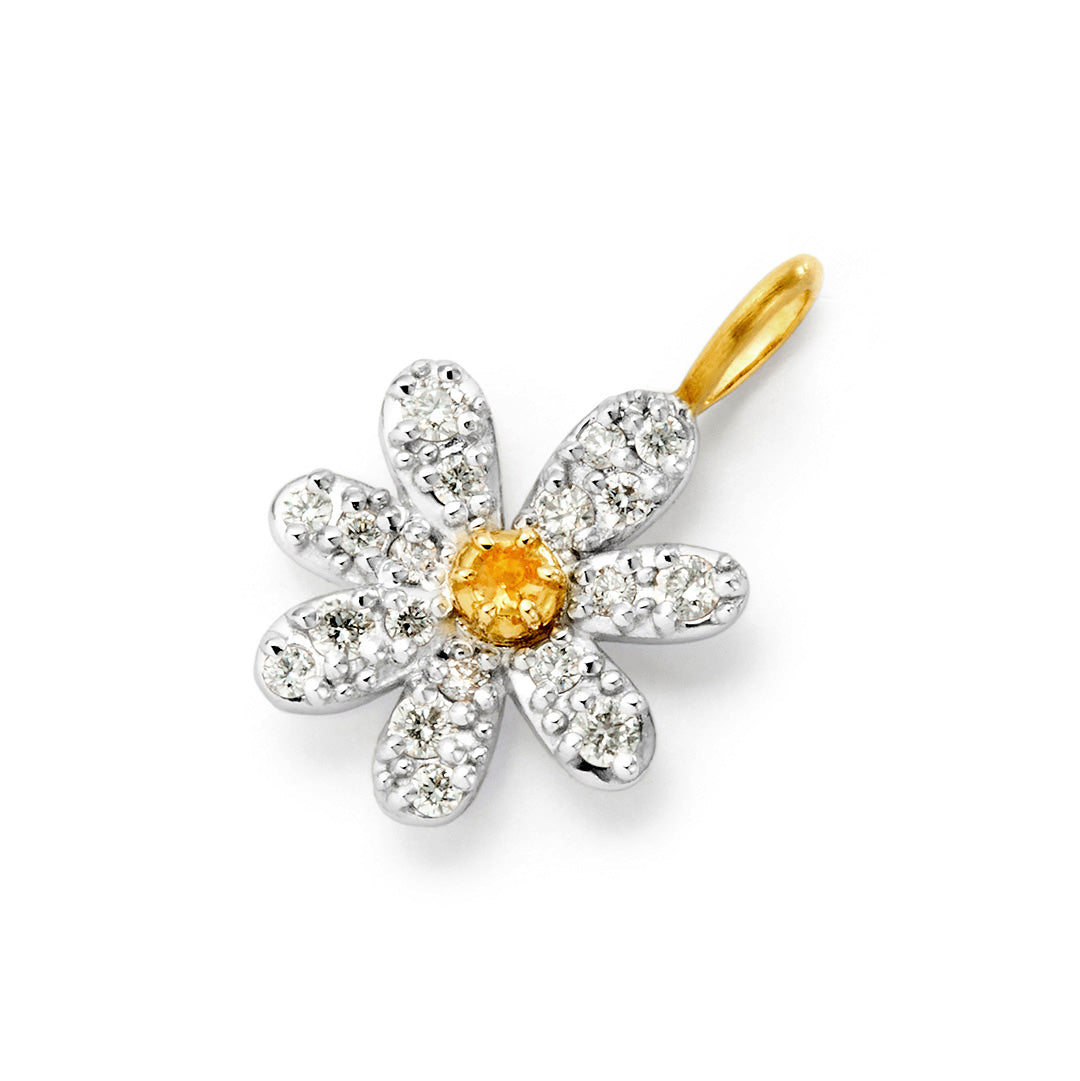 【即日発送】ダイヤモンド×シトリン  K18×PTペンダントトップ・フルールS