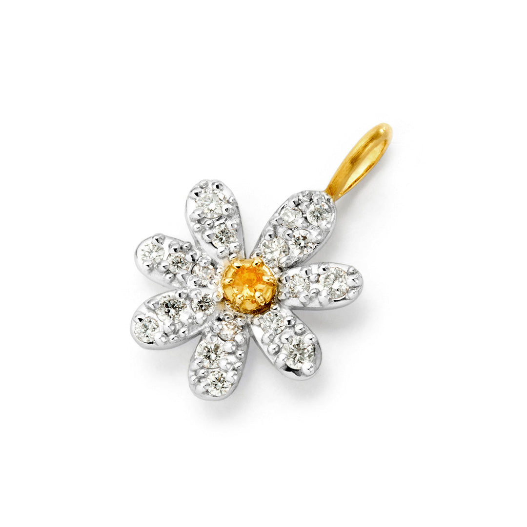 【即日発送】ダイヤモンド×シトリン  K18×PTペンダントトップ・フルールS