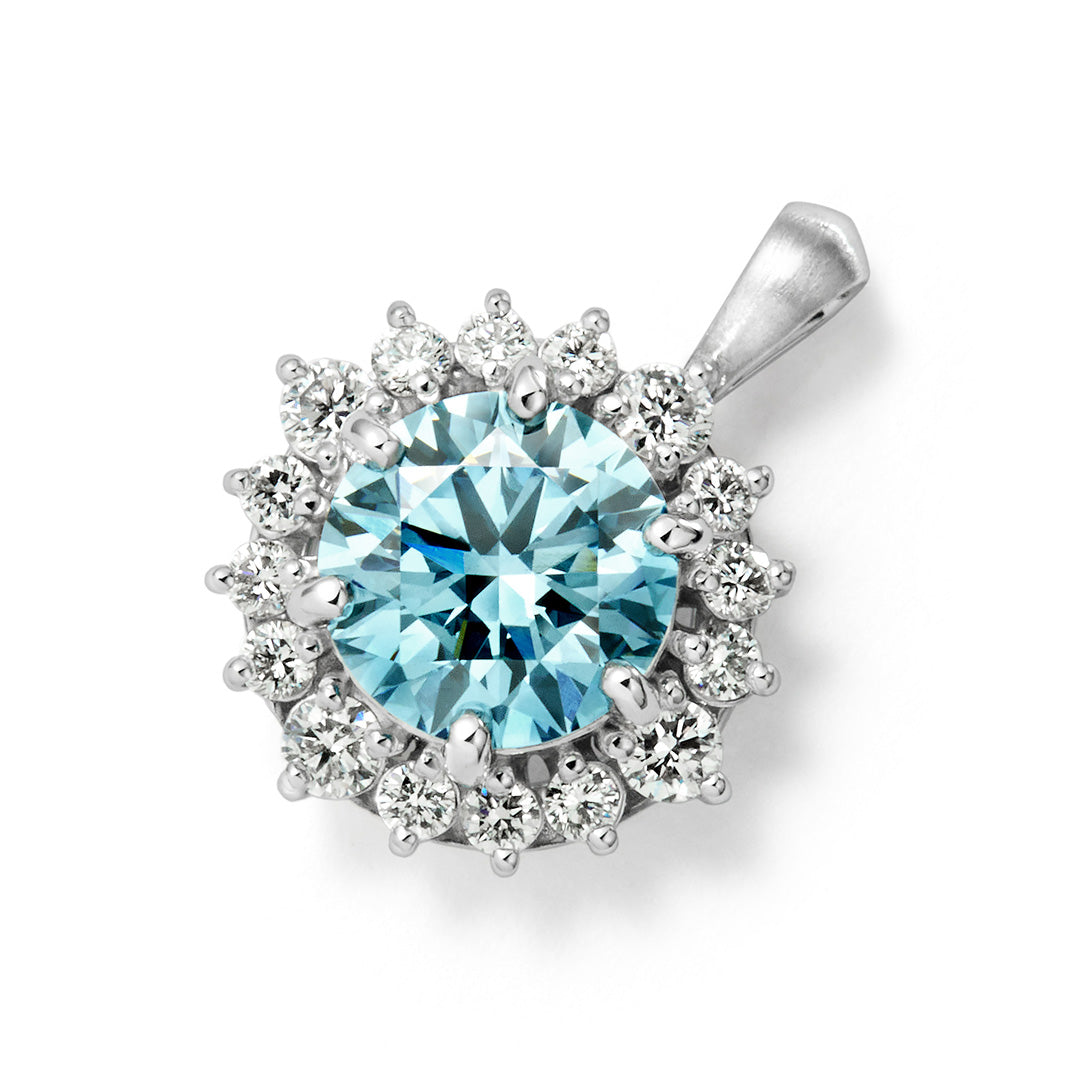 ブルーダイヤモンド（ラボグロウン）PTペンダントトップ・フロレゾン