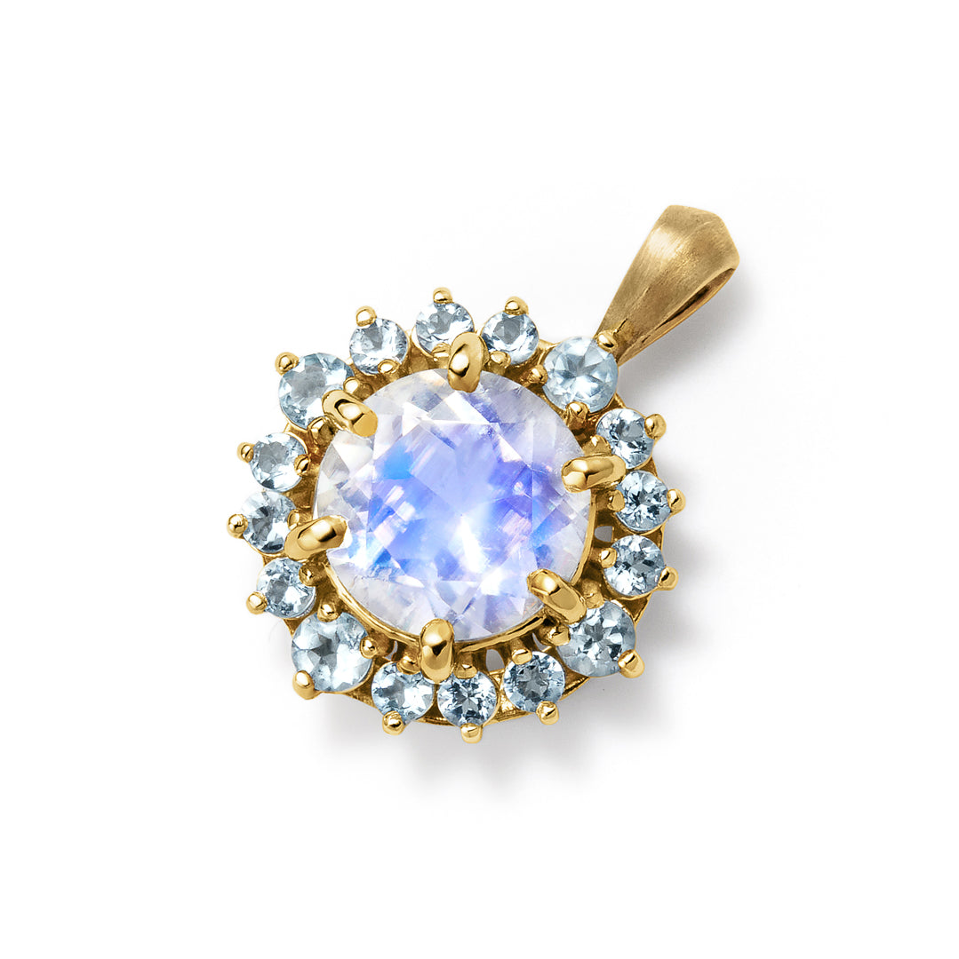 【GINZA SIX店先行販売】ロイヤルブルームーンストーン×アクアマリン K18/PTペンダントトップ・フロレゾン