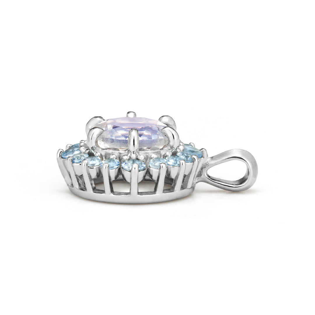 【GINZA SIX店先行販売】ロイヤルブルームーンストーン×アクアマリン K18/PTペンダントトップ・フロレゾン