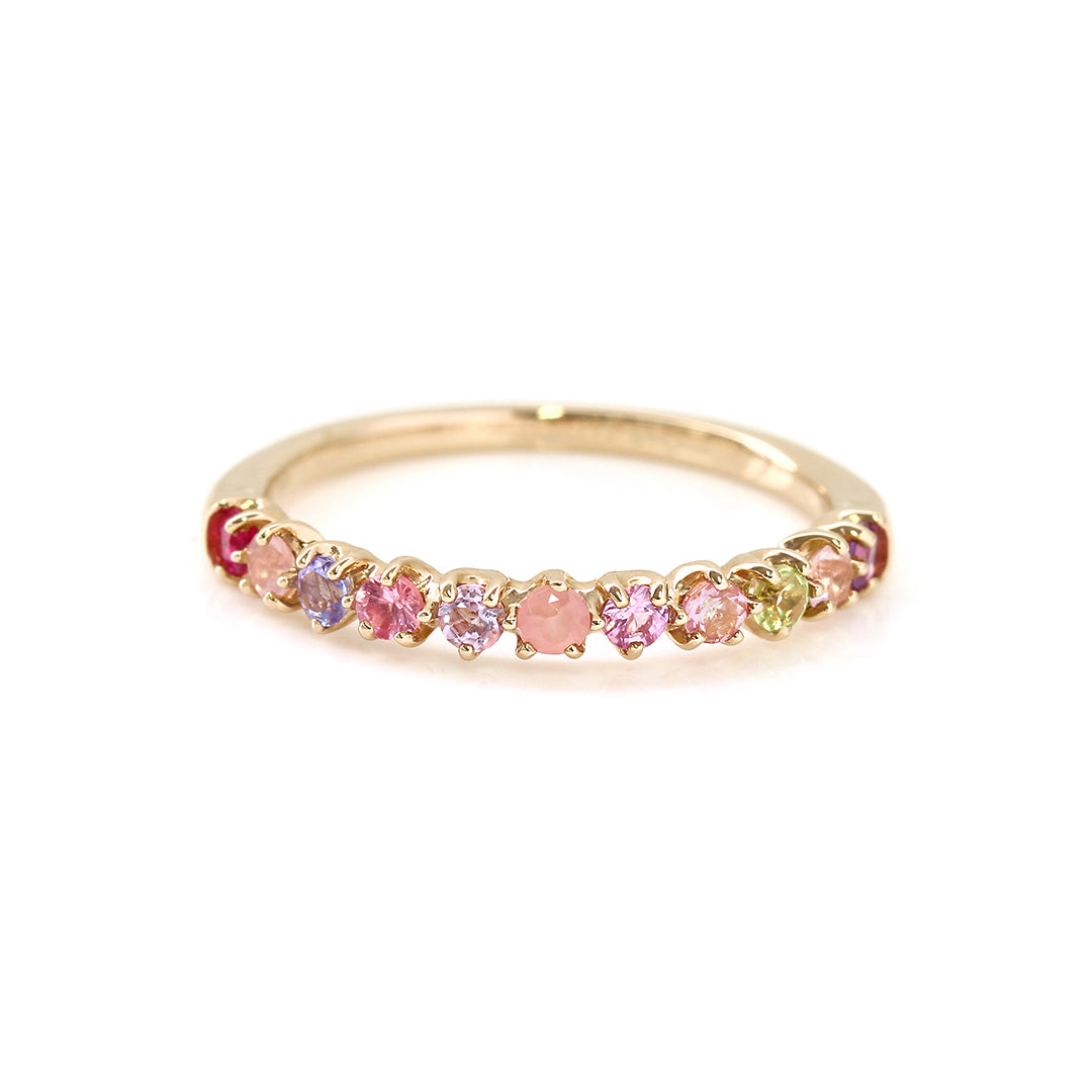 【在庫限り・即日発送】マルチカラージュエル K18リング・サクラブーケエタニティ