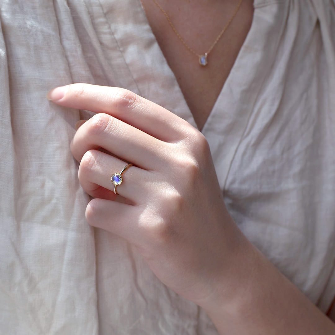 【在庫限り・即日発送】ブルームーンストーン×K10リング・エキューム