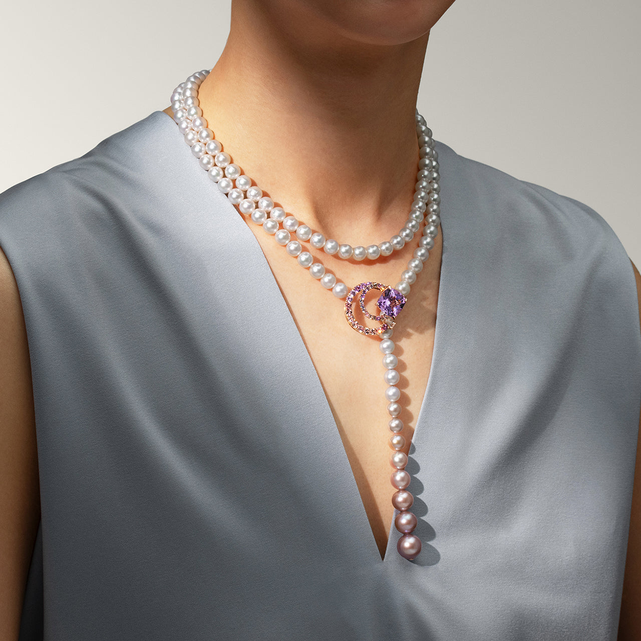 【Tales of Her・京都店限定】あこや真珠×マルチカラージュエル K18ネックレス・パルファシオンプリンシパル