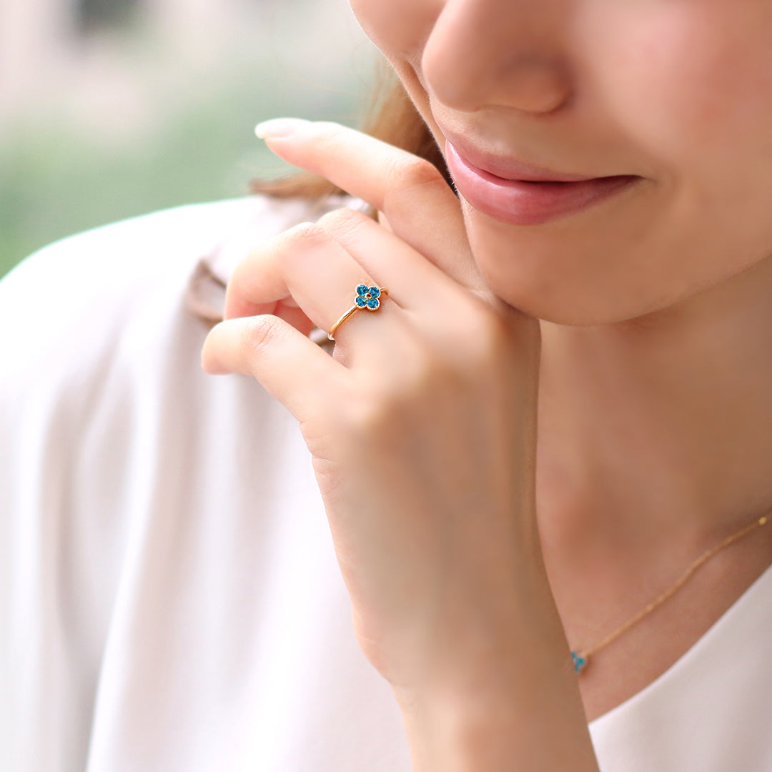 ビズー　Bizoux K10YG ネオンブルーアパタイト　リング　アナイス　9号 ビズー公式】アパタイト ラウンドカット K18(18金) リング