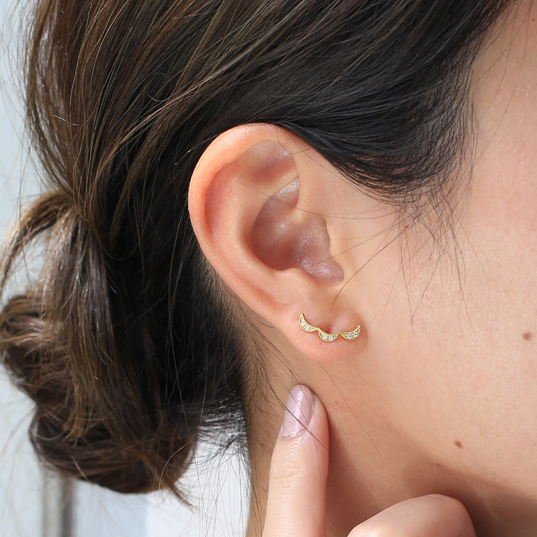 【在庫限り・即日発送】ダイヤモンド K18ピアス(片耳)・シフォン