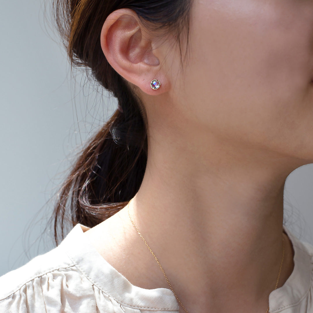 【在庫限り・即日発送】ブルームーンストーン×K10ピアス・エキューム