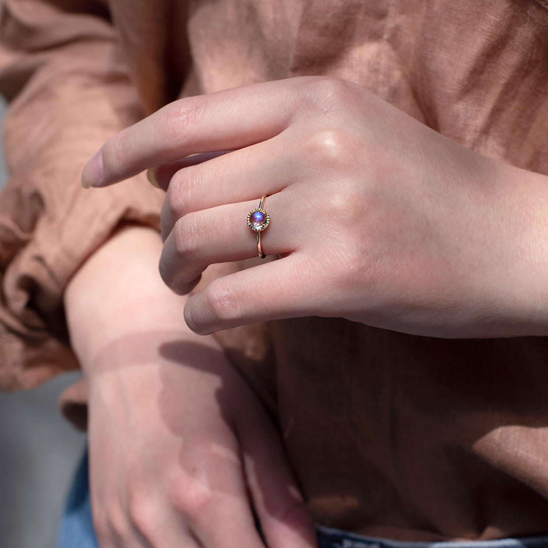 【在庫限り・即日発送】ブルームーンストーン×K10リング・エキューム