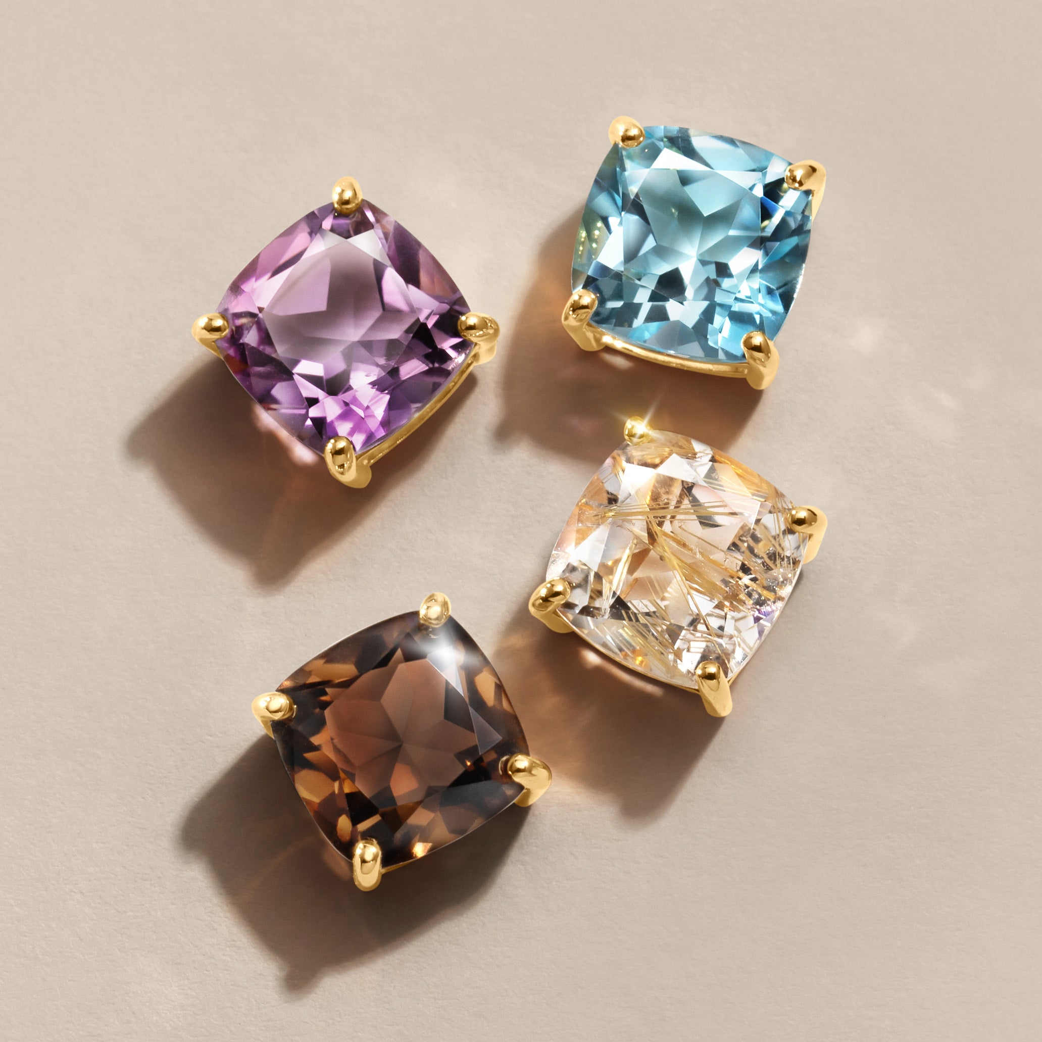 【即日発送】4カラーストーン シルバー925(K20イエローゴールドコーティング)ブローチ・セラム