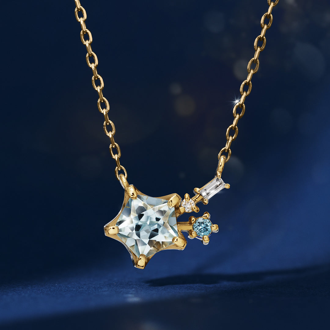【即日発送・1/31まで期間限定】ブルートパーズ×マルチカラージュエル K10/K18/PTネックレス・ステラベル