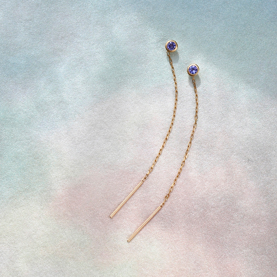 【在庫限り・即日発送】タンザナイトK10ピアス・ミロワ