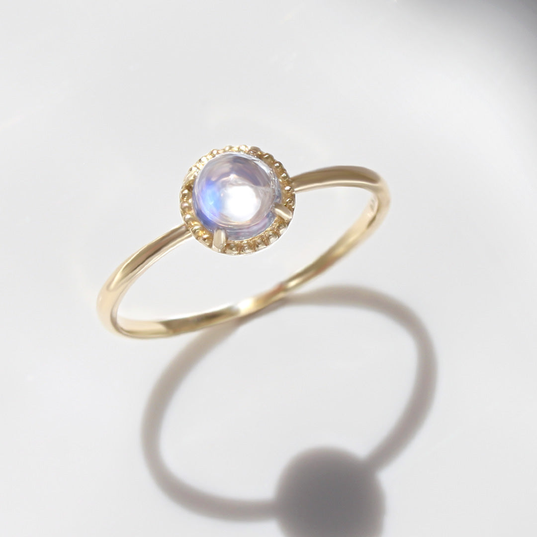 【在庫限り・即日発送】ブルームーンストーン×K10リング・エキューム