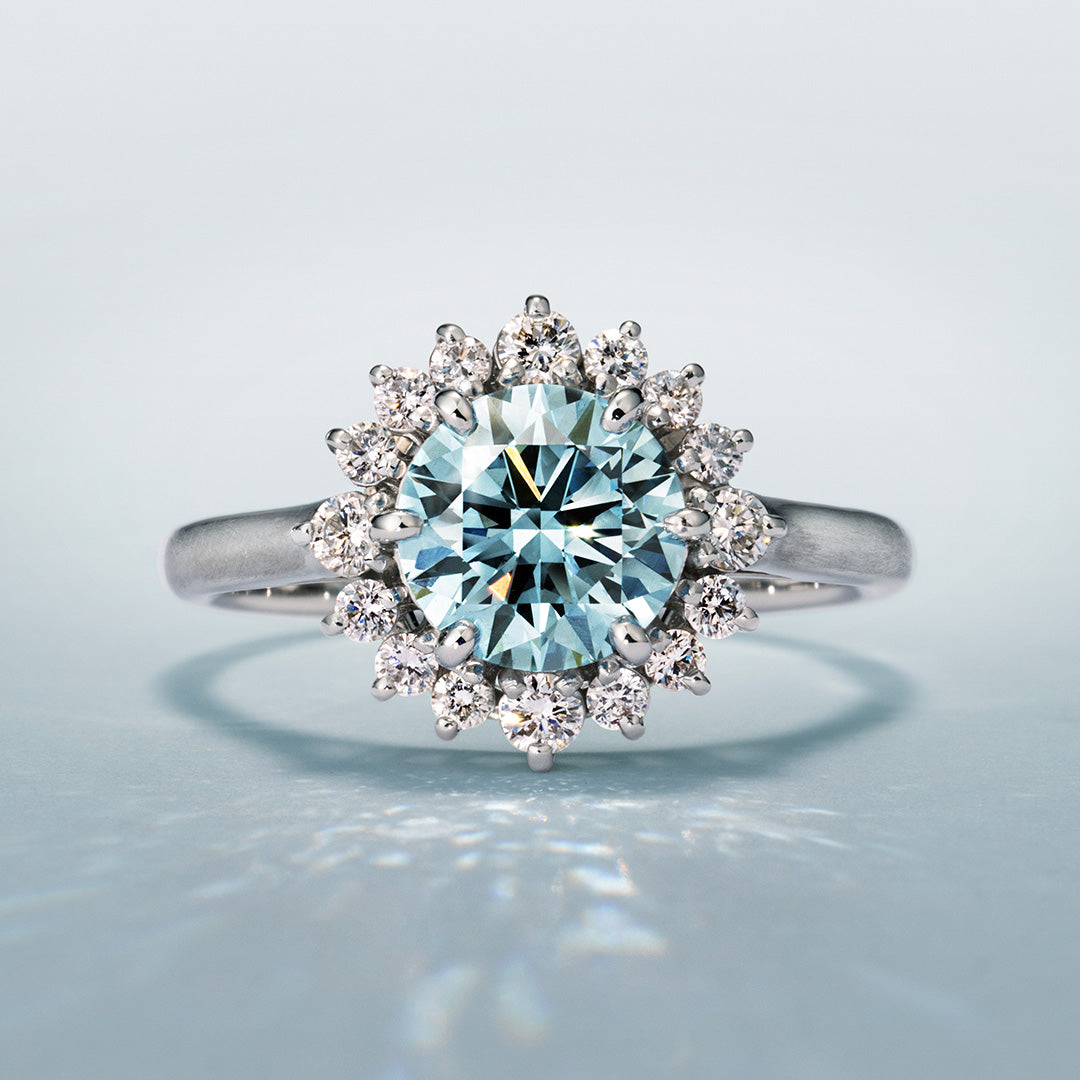 ブルーダイヤモンド（ラボグロウン）PTリング・フロレゾン