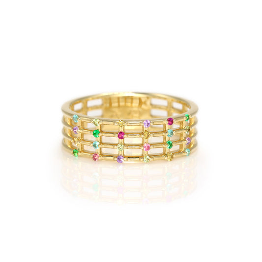 マルチカラージュエル K10/K18リング・エマドット