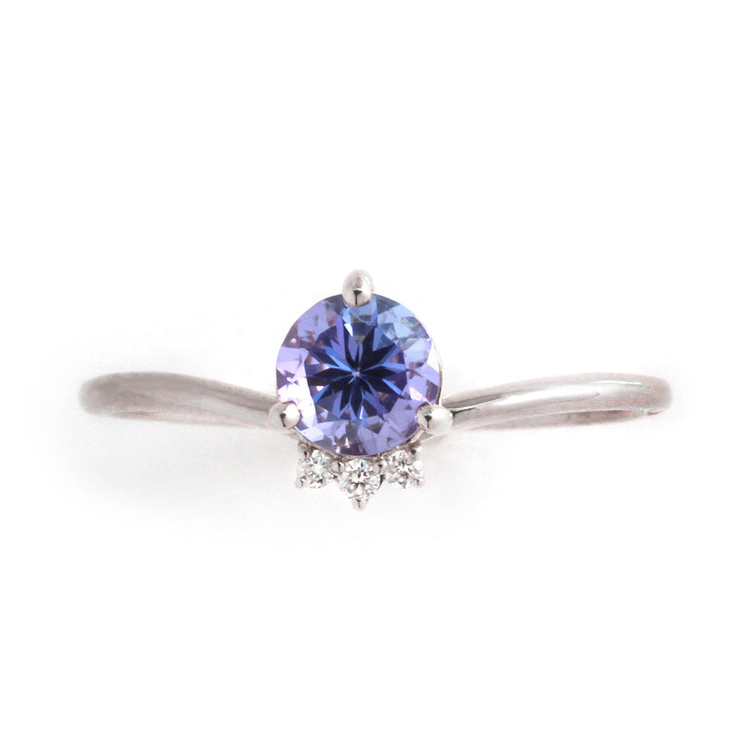 10金 K10 天然タンザナイト 天然ダイヤモンド リング 指輪 約5号 Tanzanite 5×7 + Diamond 6pcs / K10 YG. PG. WG 指輪・リング