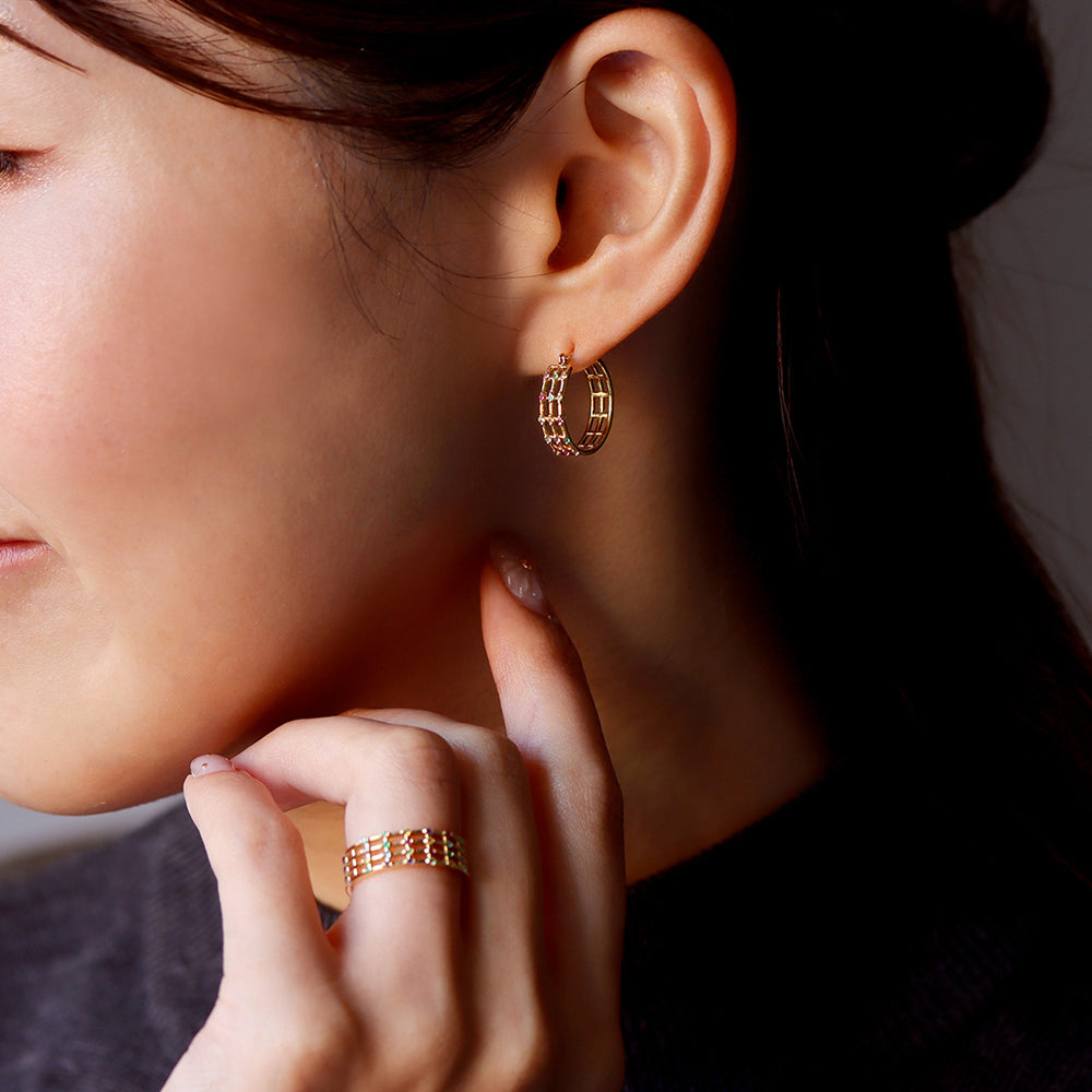 ビズー公式】マルチカラージュエル K18/K10ピアス(片耳  