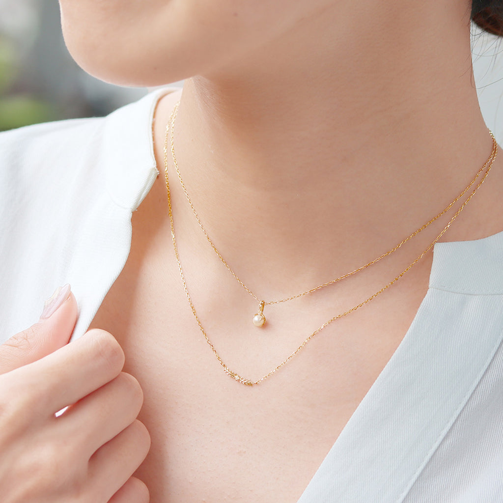 k18 真珠 ダイヤ パール ネックレストップ 上品 シンプル - ネックレス