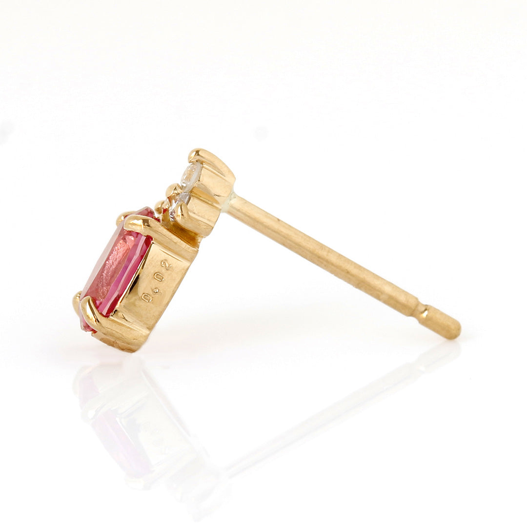 【在庫限り・即日発送】 ホットピンクスピネル(タンザニア産)×ダイヤモンド K18ピアス・フラヴィ