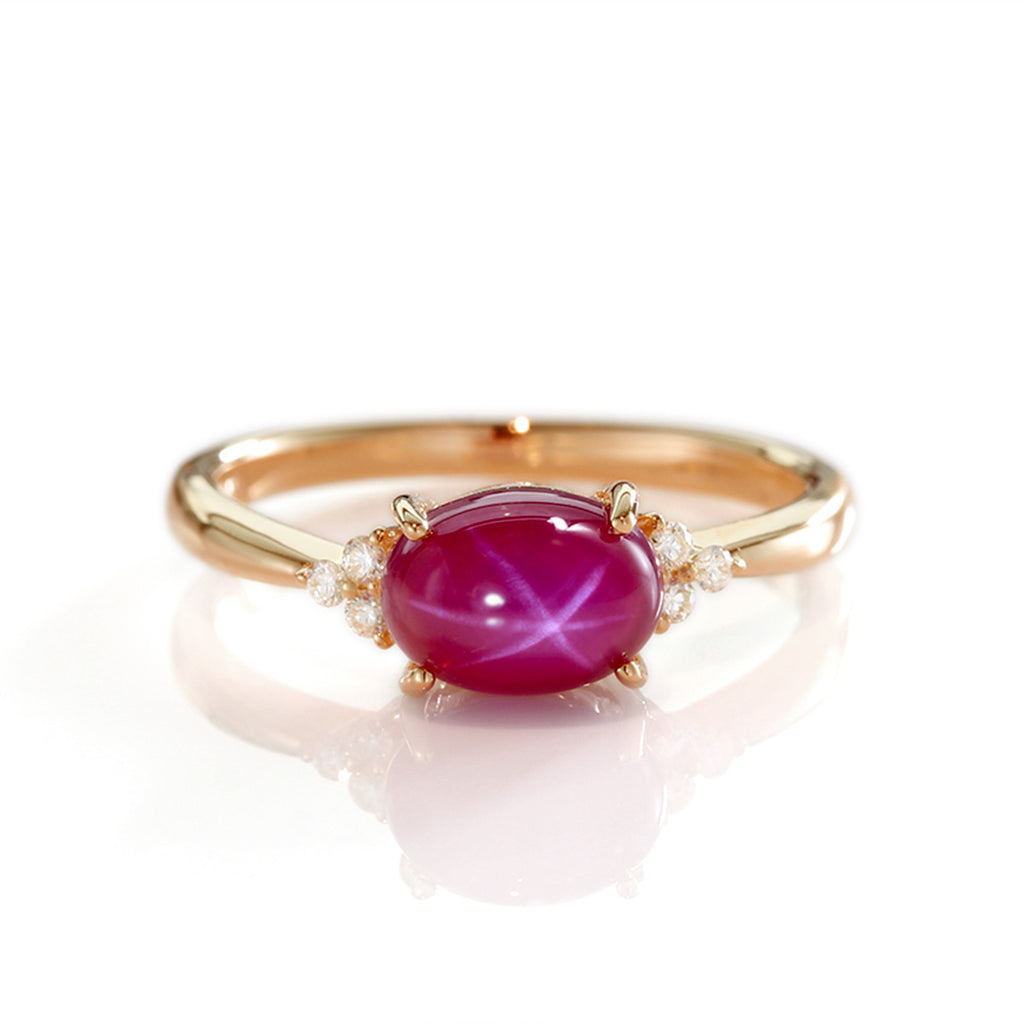 【K18】指輪 リング スタールビー ピンク 紫 アクセサリー