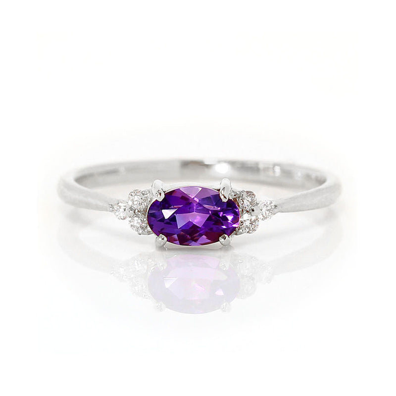Ｋ18YGBIZOUX ビズー アメジスト(ロンドニア産)×ダイヤモンドK18・フラヴィ紫