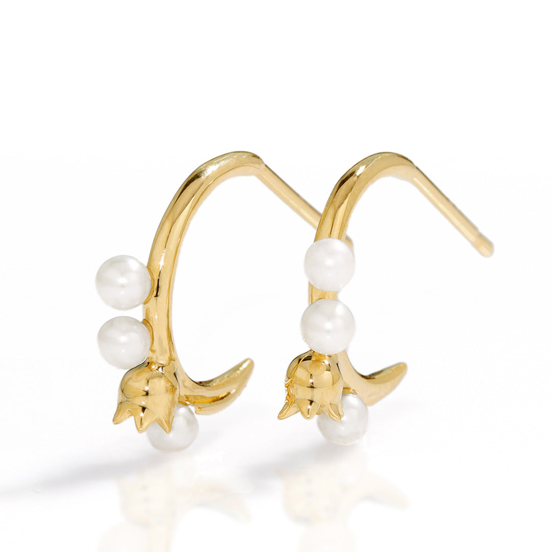 【在庫限り・即日発送】淡水パール(シードパール)K18/PTフープピアス・フルーロンミュゲ