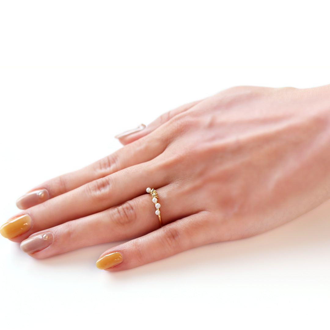 【在庫限り・即日発送】淡水パール(シードパール)K18/PTリング・フルーロンミュゲ