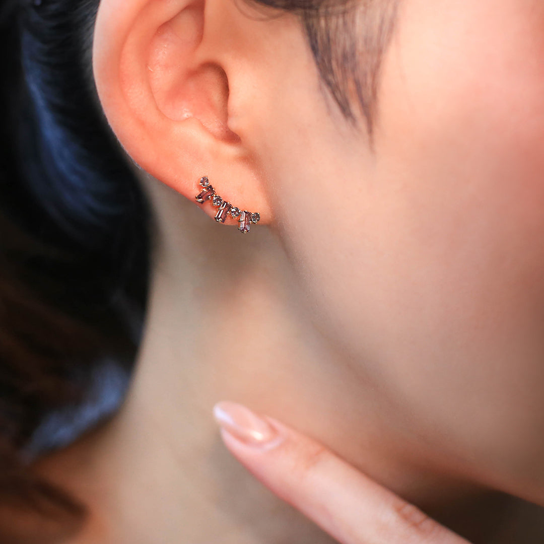 ベキリーブルーガーネット×アレキサンドライト K18/PT(片耳)ピアス・グラース