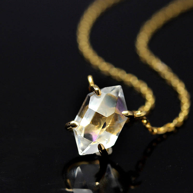 ハーキマーダイヤモンド １８Ｋ ロッククリスタルクォーツ シャンク ネックレス