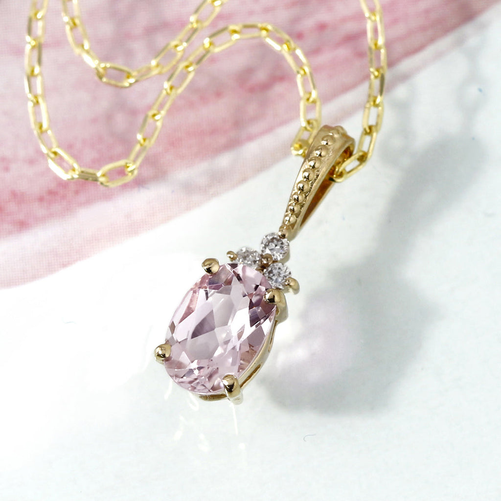 天然モルガナイト ダイヤ ペンダントトップ3.61ct k18 ¥ - ネックレス